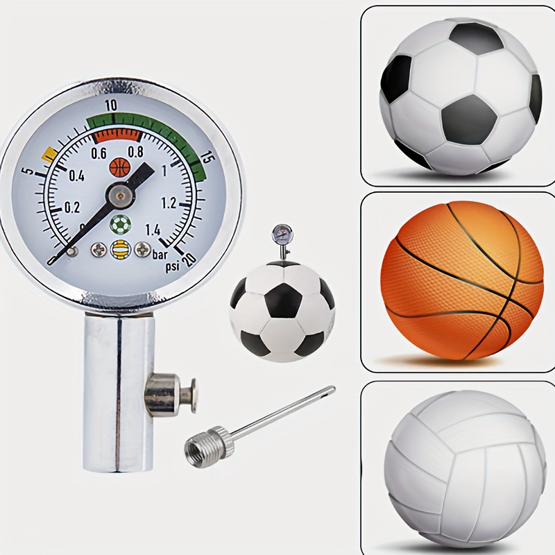 Mini ballon de football manomètre de pression en métal Baromètre de ballon  de football de poche Baromètres de basket-ball de volley-ball avec  affichage numérique