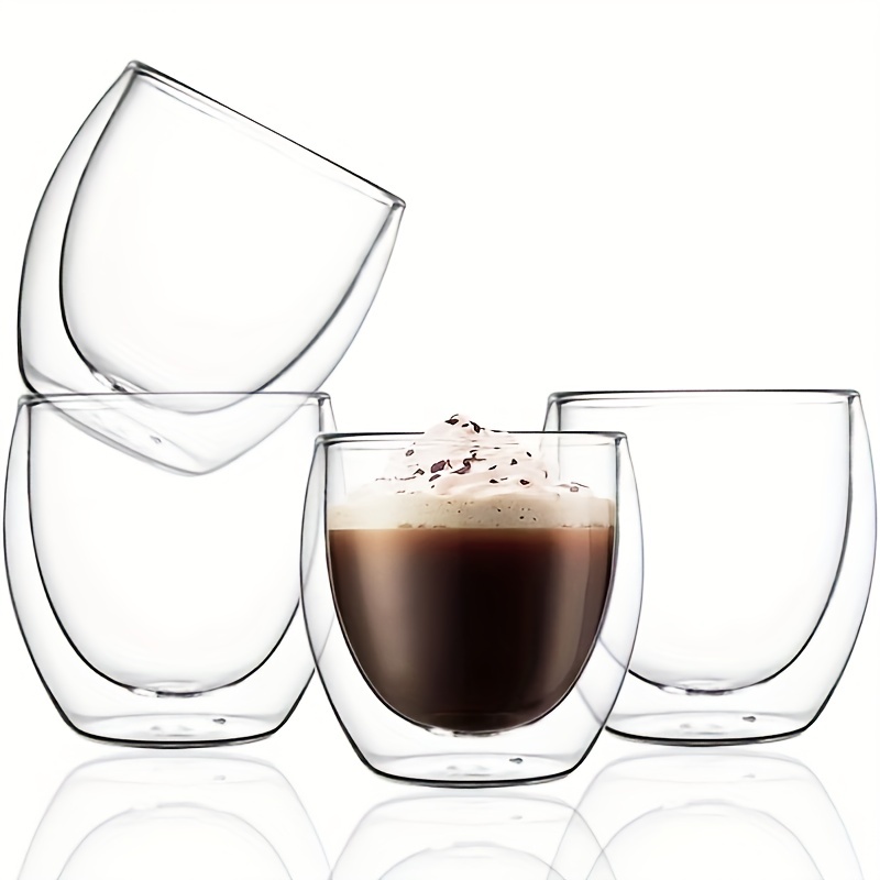 Double Wall Espresso Insulated Glass Cups Set Of 4 80ml Coffee Mug
