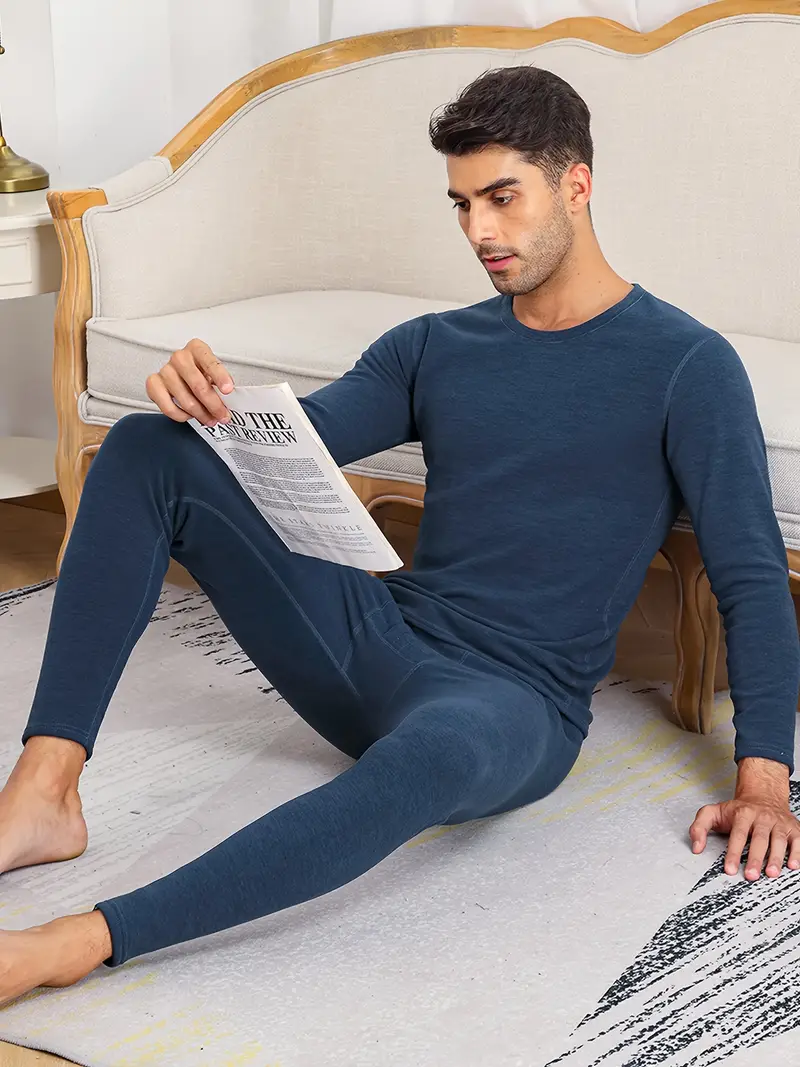 Stay Warm Stylish: Men's Velvet Underwear Set Winter Outdoor - Temu