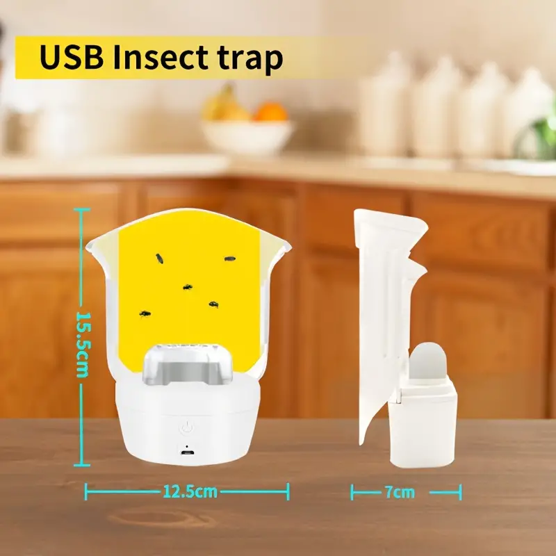 1pc indoor fly trap for household use indoor insect killer flying trap killer with blue night light mosquito moth collector pest control details 2