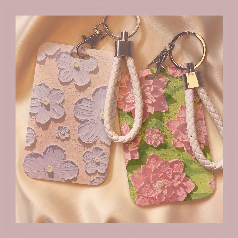 Oil Painting Flower ID Badge Holder Lanyard Wristlet Keychain, Name Tag  Holder With Clip, Cute Card Holder Sleeve Phone Lanyard For Office School