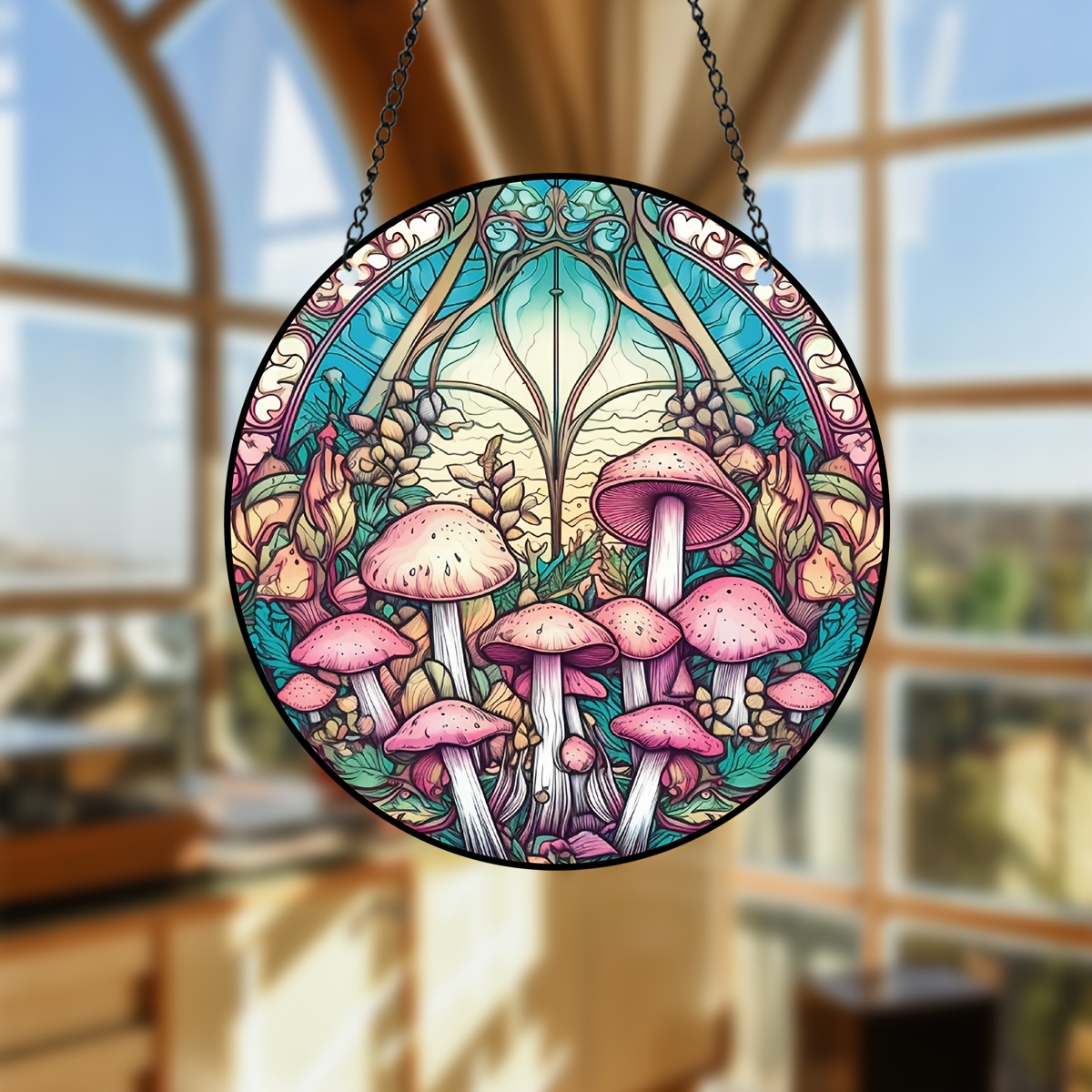 3d Mushroom Stained Suncatcher Window Wall Hanging Ornament - Temu