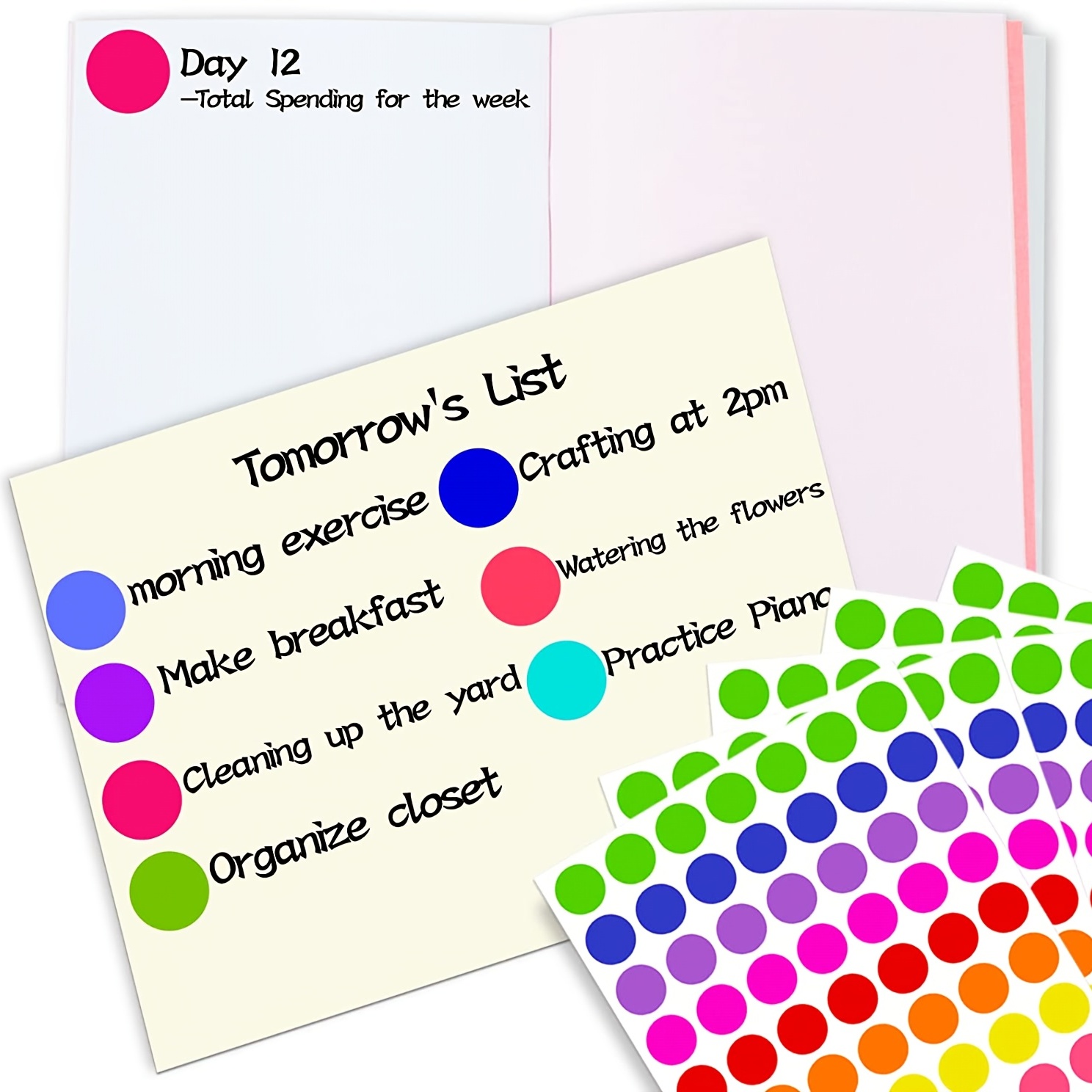 Dingee Colored Dot Stickers 1400 Pcs Color Coding Labels Round Circle Stickers Labels Sticky Dots Stickers for Toddlers Dots Labels 10 Color 3/4 inch