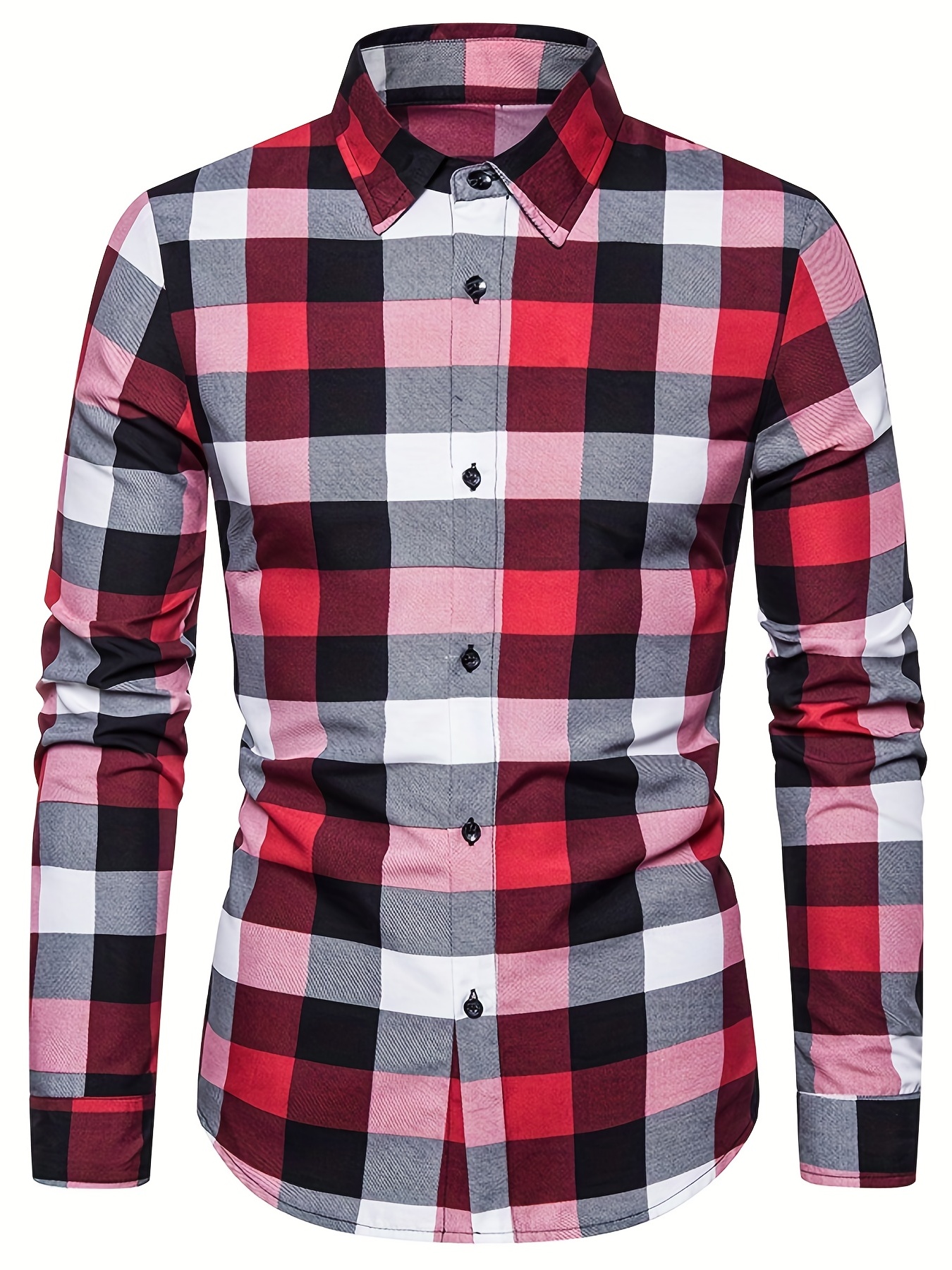 Plaid Print Men's Casual Button Up Long Sleeve Shirt, Men's Clothes For  Spring Summer Autumn, Tops For Men - Temu