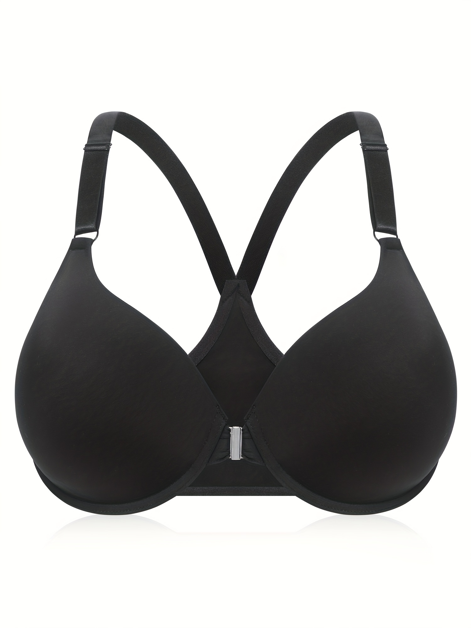 Plus Size Simple Bra Plus Size Solid Non Padded Plunge Neck - Temu