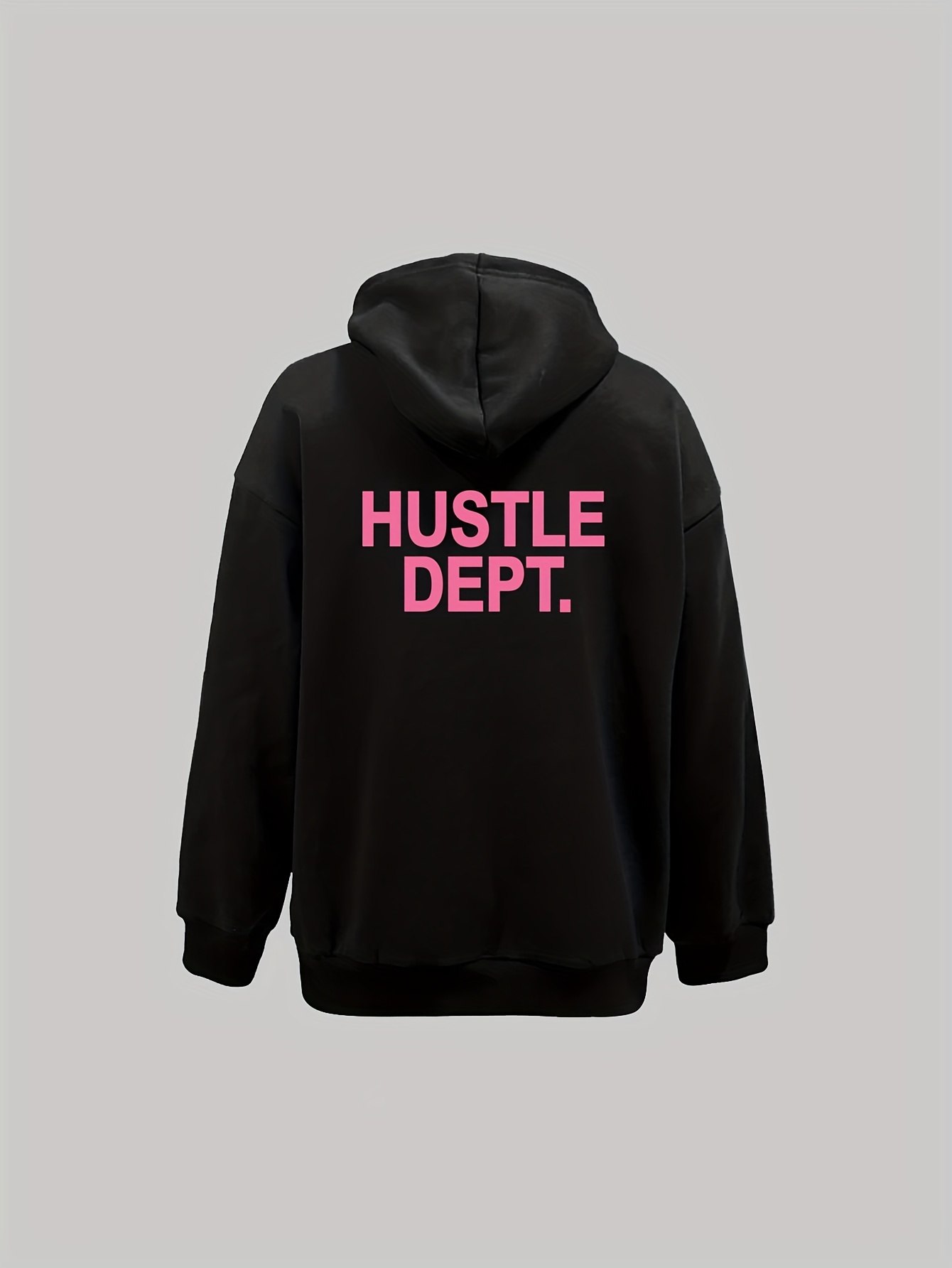 Hustle Print Hoodie Drawstring Casual Hooded Sweatshirt - Temu