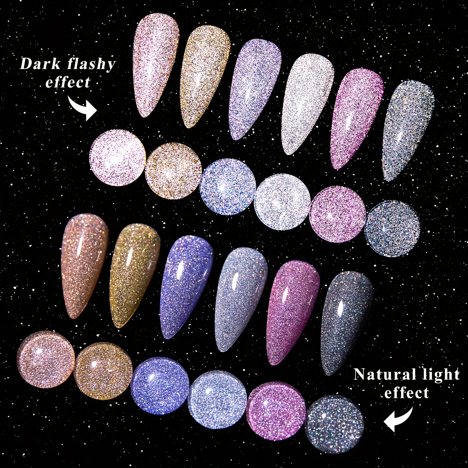 Reflective Glitter Gel Nail Polish Set 6 Colors Spring - Temu