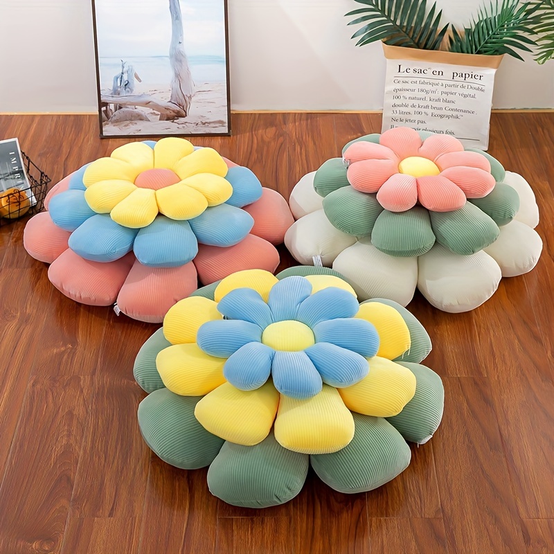 1pc Flower Pattern Pillow Cushion Flower Plush Floor Pillow For Bedroom