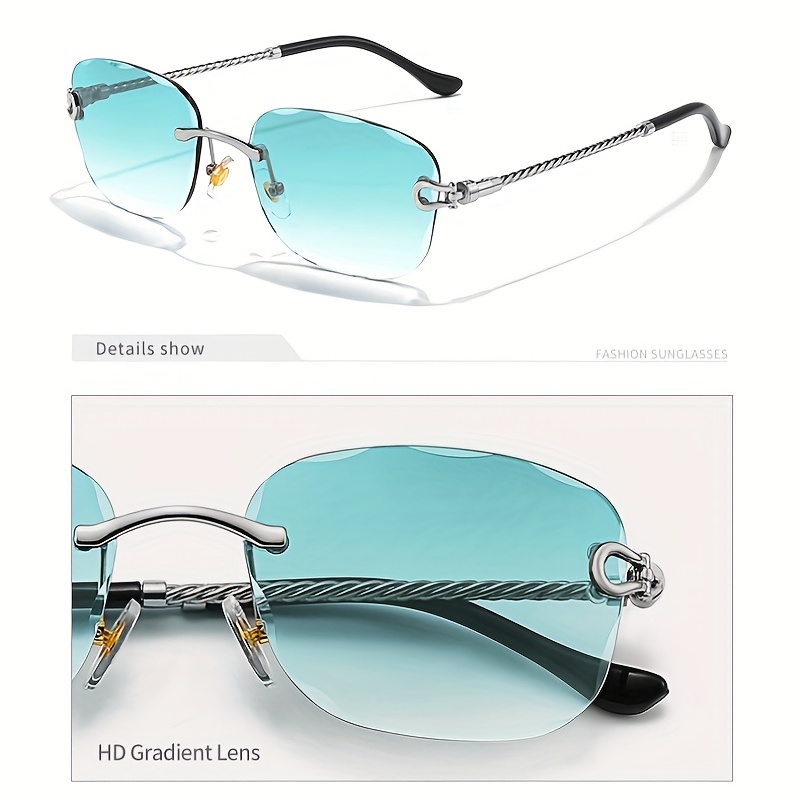 Men's Rimless Sunglasses UV Protection for Beach