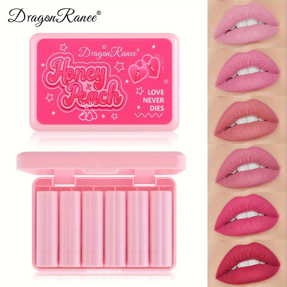 Matte Velvet Lipstick, Non-fading, Non-staining, Natural Long-lasting Moisturizing Matte Velvet Pink Nude European Style Lipstick Lip Gloss Set Of 6