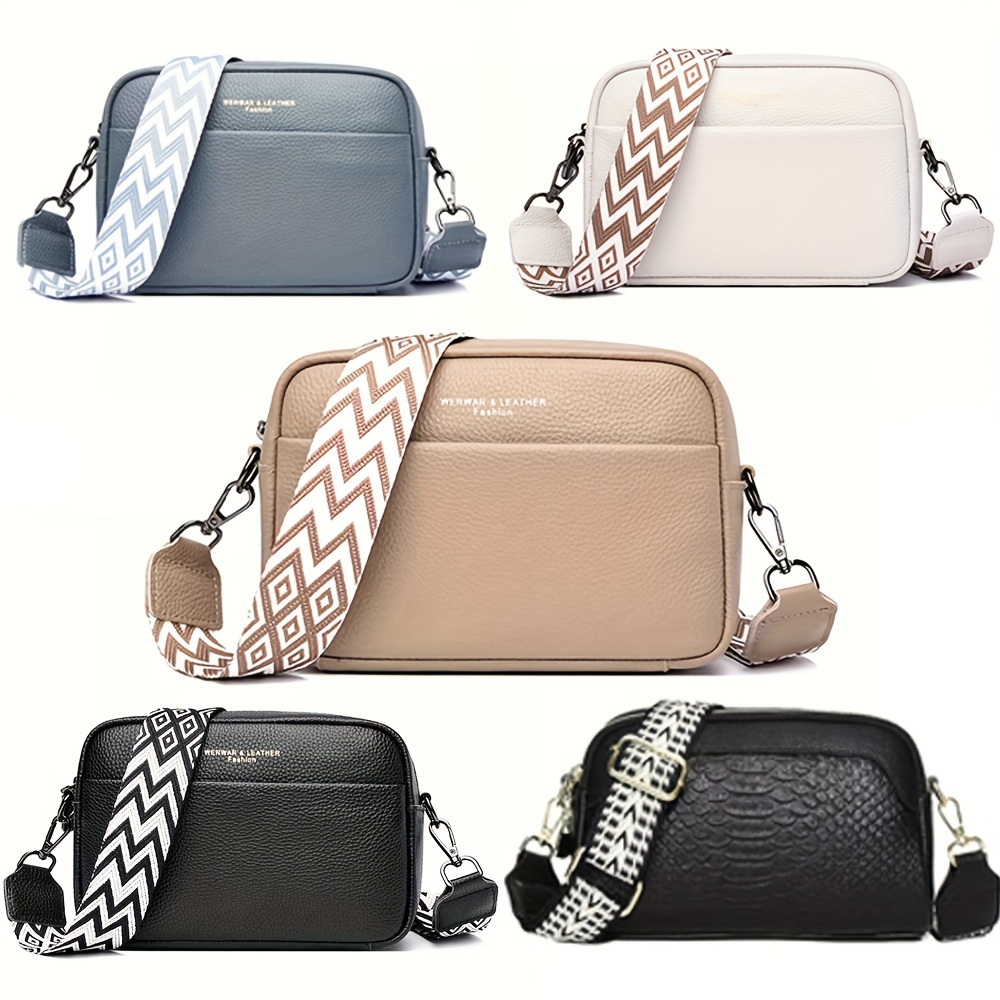 Small Zipper Dome Bag Fashionable Geometric Pattern With Adjustable Strap