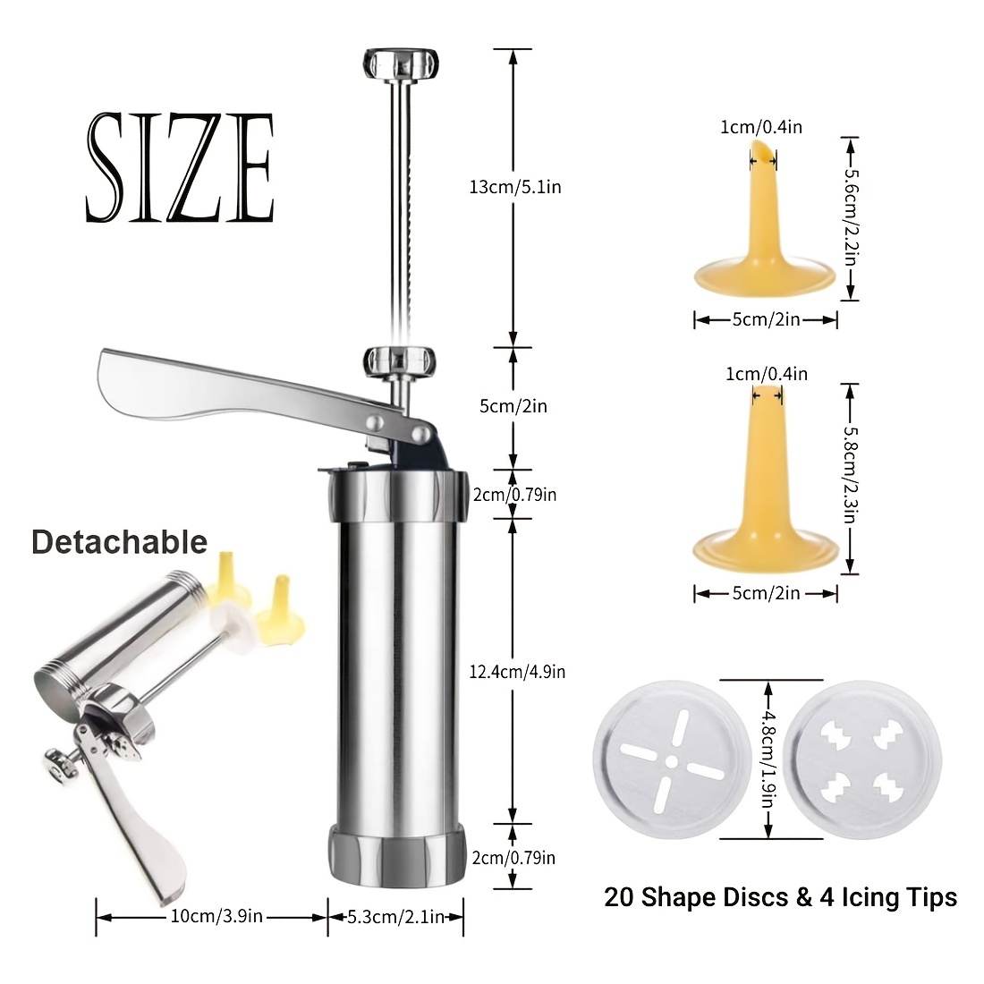 Cookie Press Gun Kit Includes 20 Cookie Dies And 4 Stainless - Temu