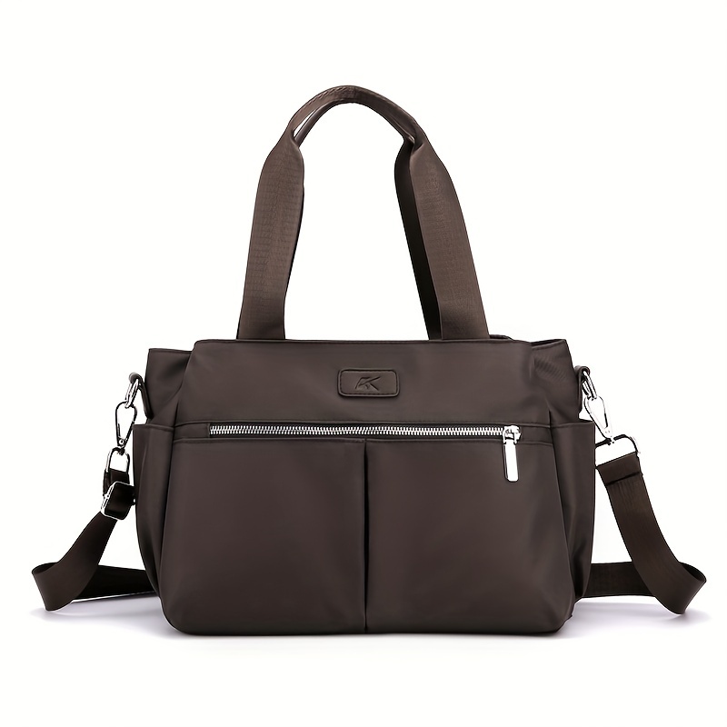 Large Capacity Versatile Shoulder Bag Zipper Solid Stylish Handbag Nylon
