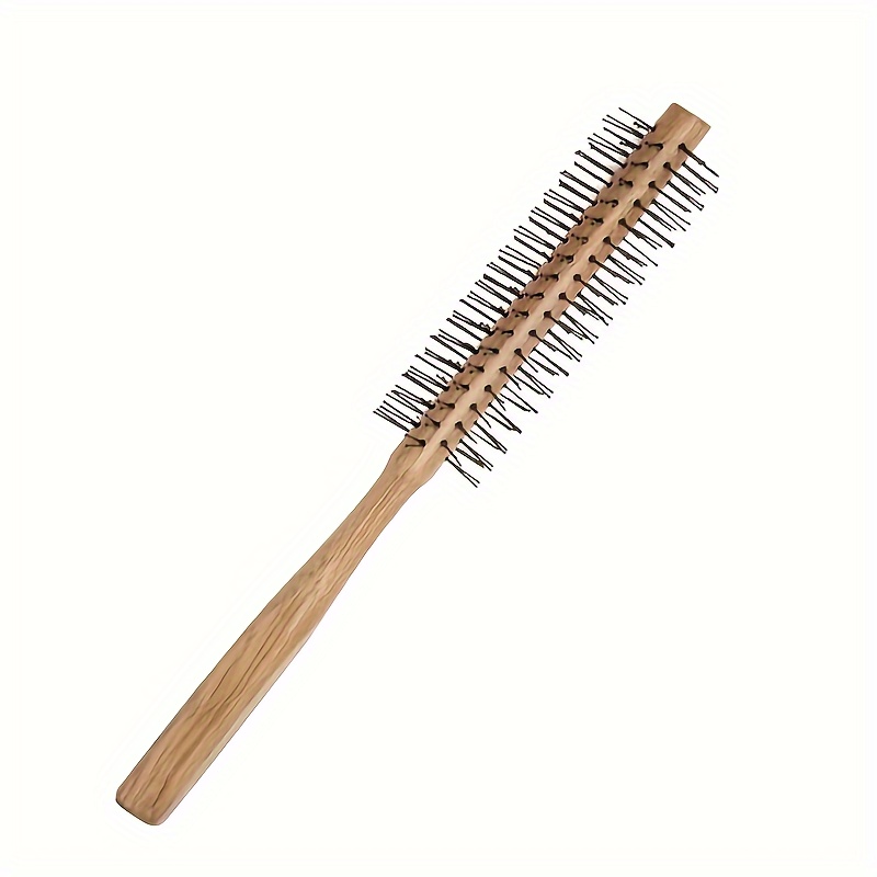 

1pcs Hairdressing Round Curling Comb Wooden Comb Hair Styling Brush For Blow Drying