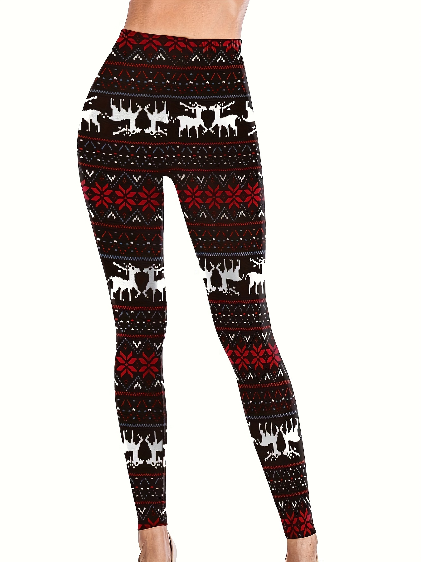 Plus Size Christmas Leggings Women's Plus Snowflake Print - Temu