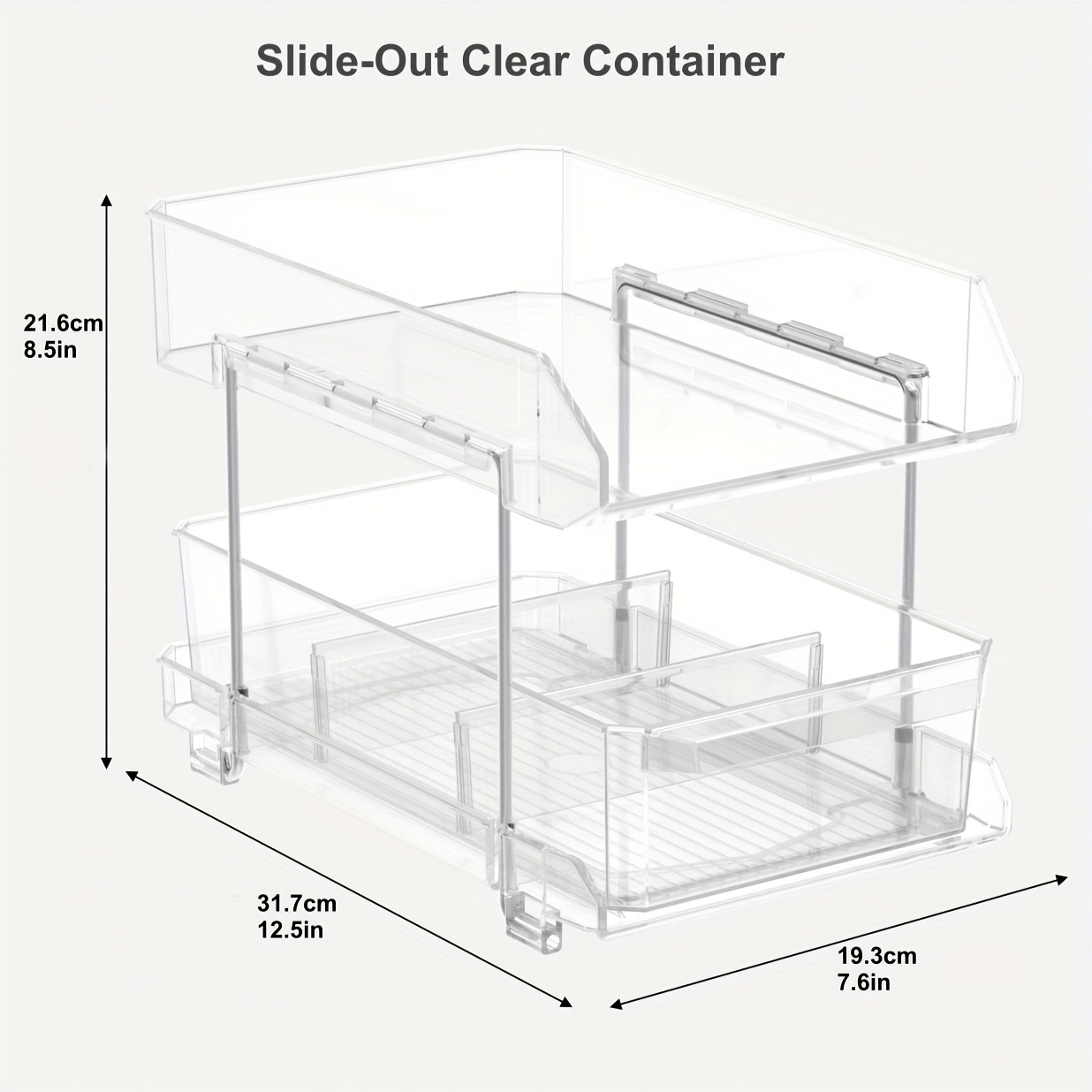 1pc, 2 Tier Clear Organizer With Dividers For Cabinet / Counter, Multi-Use  Slide-Out Storage Container - Kitchen, Pantry, Medicine Cabinet Storage Bin