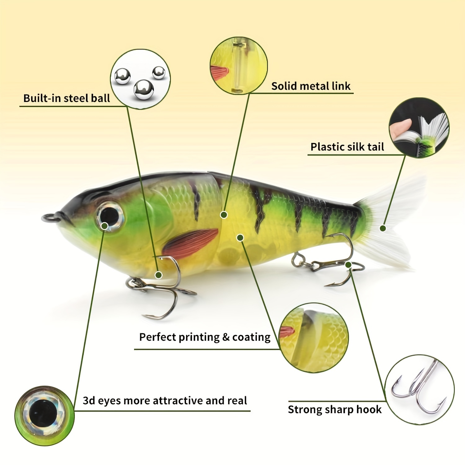 Slow Sinking Glide Bait Fur Tail Lifelike Fishing Tackle - Temu