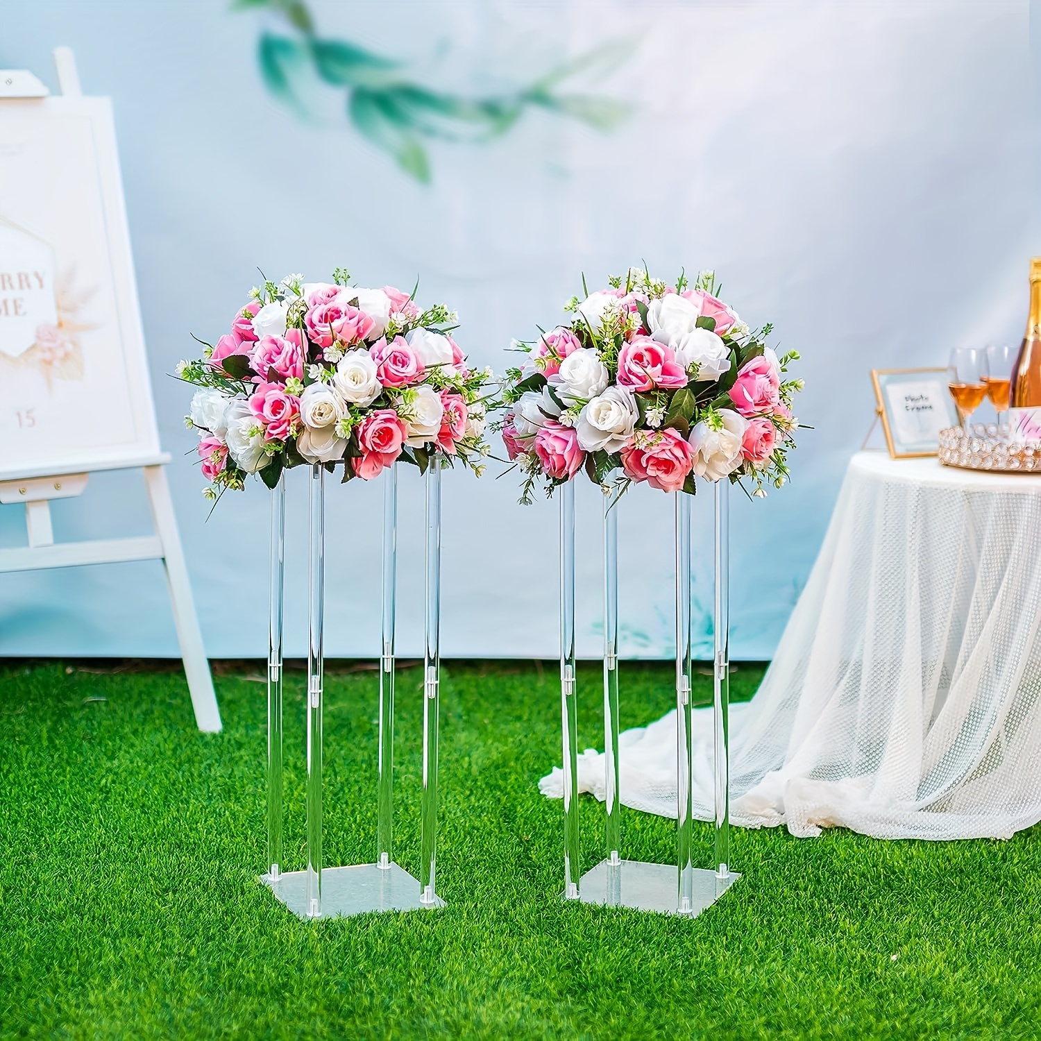Acrylic Vases Wedding Centerpieces Decorative Flower Arrangement Stand for  Desk Decor 80cm x 20cm 