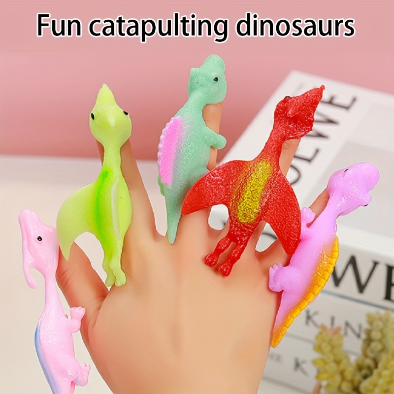 5PCS Slingshot Dinosaur Finger Toy, Catapult Toy Elastic Flying