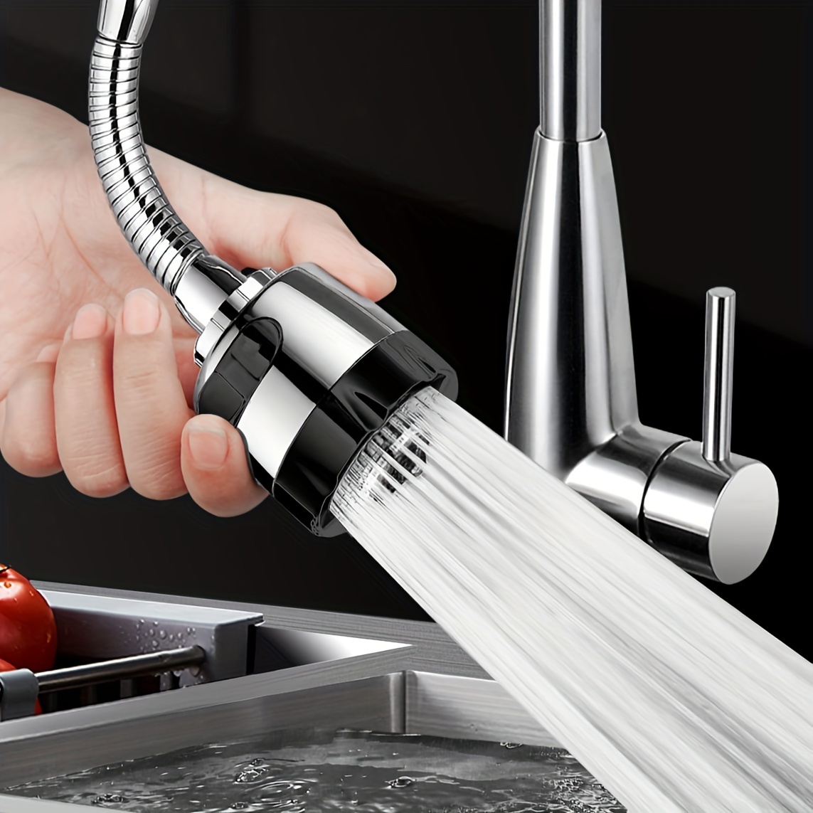 Upgrade Your Kitchen Sink with this Flexible Two-Speed Faucet - 360°  Rotary, Water Saving, and Pressurized Nozzle Shower Head!