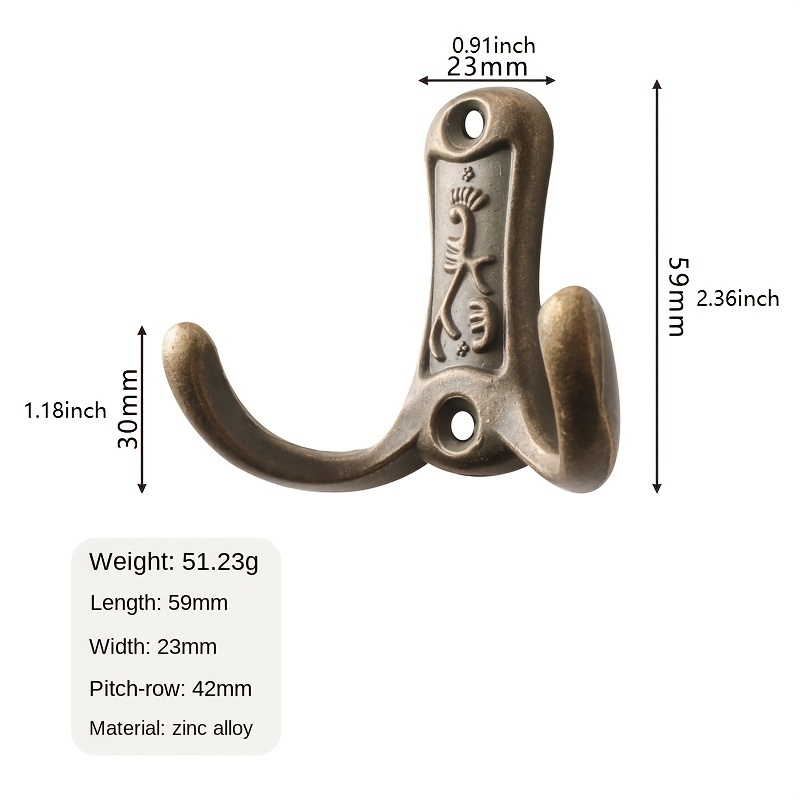 Coat Hook -Small Single Cast Brass Front Mount COAT HOOK - Solid Brass Hook