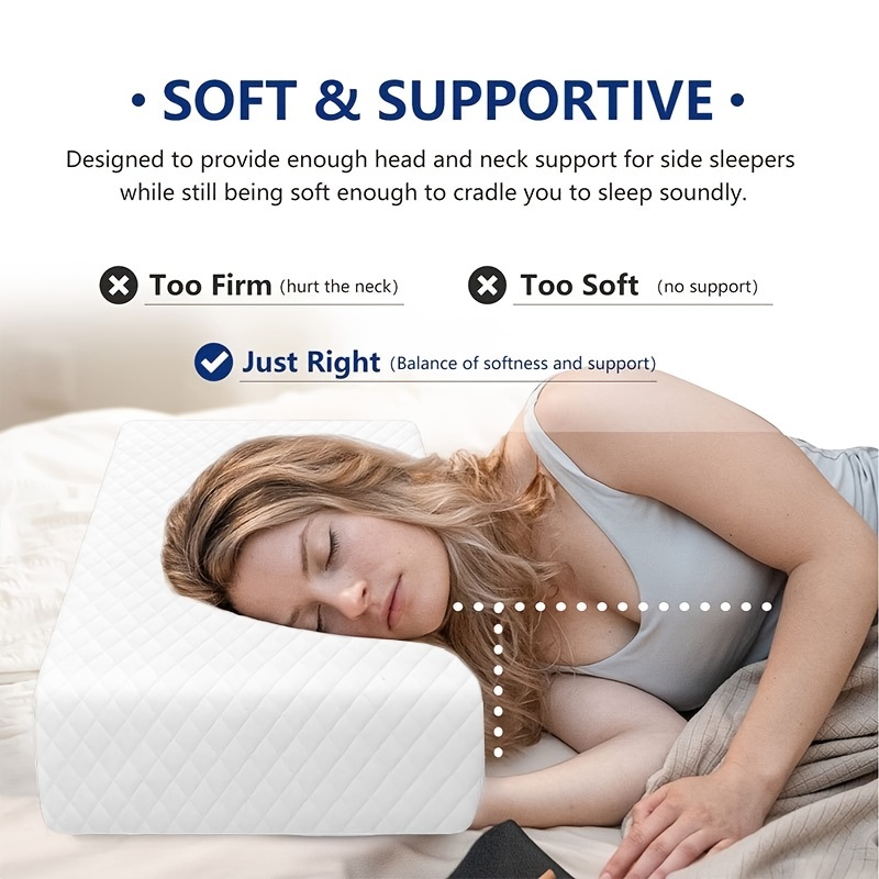 横向き寝用の正方形枕 1 個、低反発枕サポート首と肩リラックス用