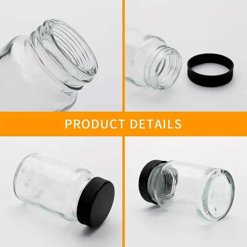 Jars Small Glass Juice Bottles With Black Lids For - Temu