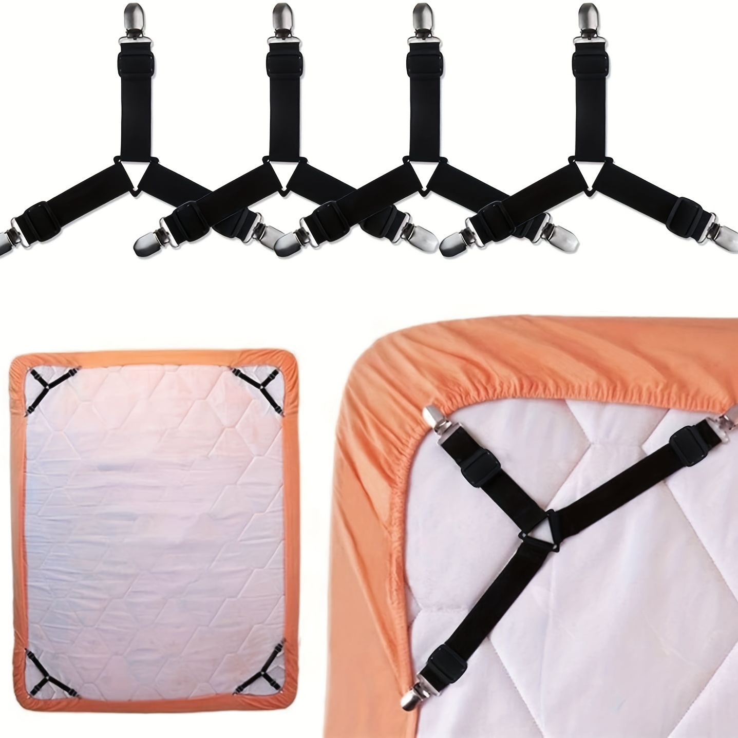 1pc Bed Sheet Fasteners, Adjustable Elastic Sheet Straps Bed Sheet Grippers  Suspenders For Mattresses Fitted Sheets Flat Sheets