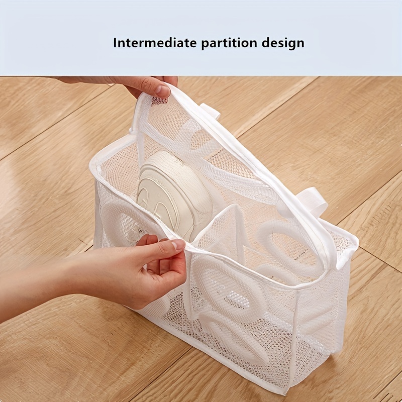 Hesroicy Rectangle Shoe Washing Bag with Zipper Closure - Anti-Deform,  Reusable, and Multi-Functional Design for Safe Cleaning in Washer and Dryer  - Ideal for Shoes and Laundry at Home 