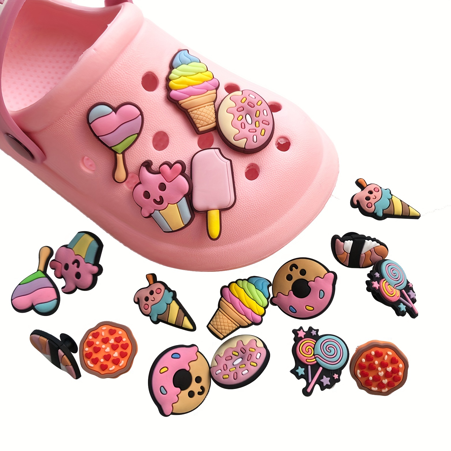 40pcs/80pcs Pink Letter Shoe Charms For Crocs Clogs Sandals Decoration,  Shoes DIY Accessories For Barbie Pink Party