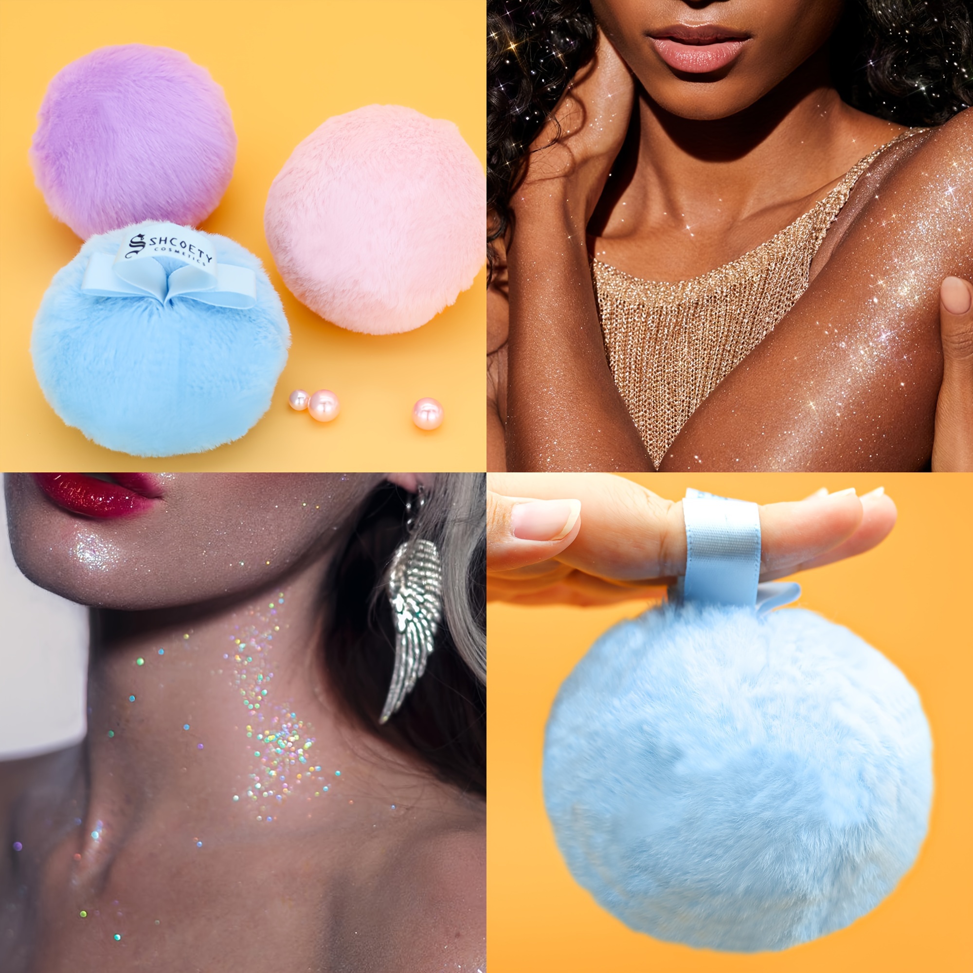 Highlight Powder Makeup Setting Ball With Glitter Makeup - Temu