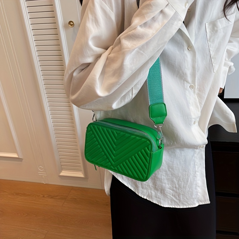Chevron Quilted Crossbody Bag Candy Shoulder Bag Square Purse