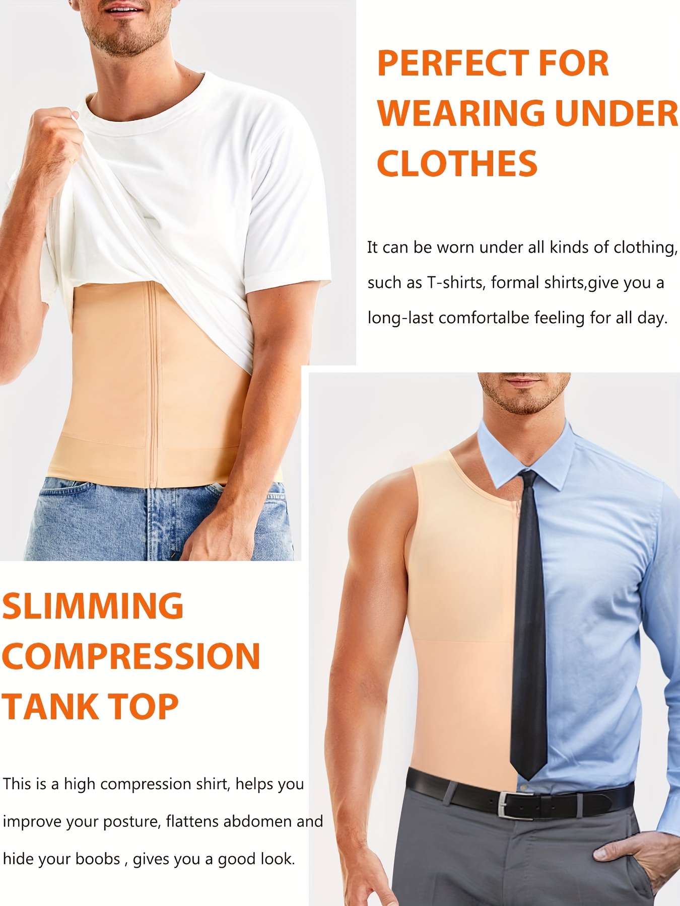 Men Compression Shirt Tank Top Gynecomastia Body Shaper Vest Tummy