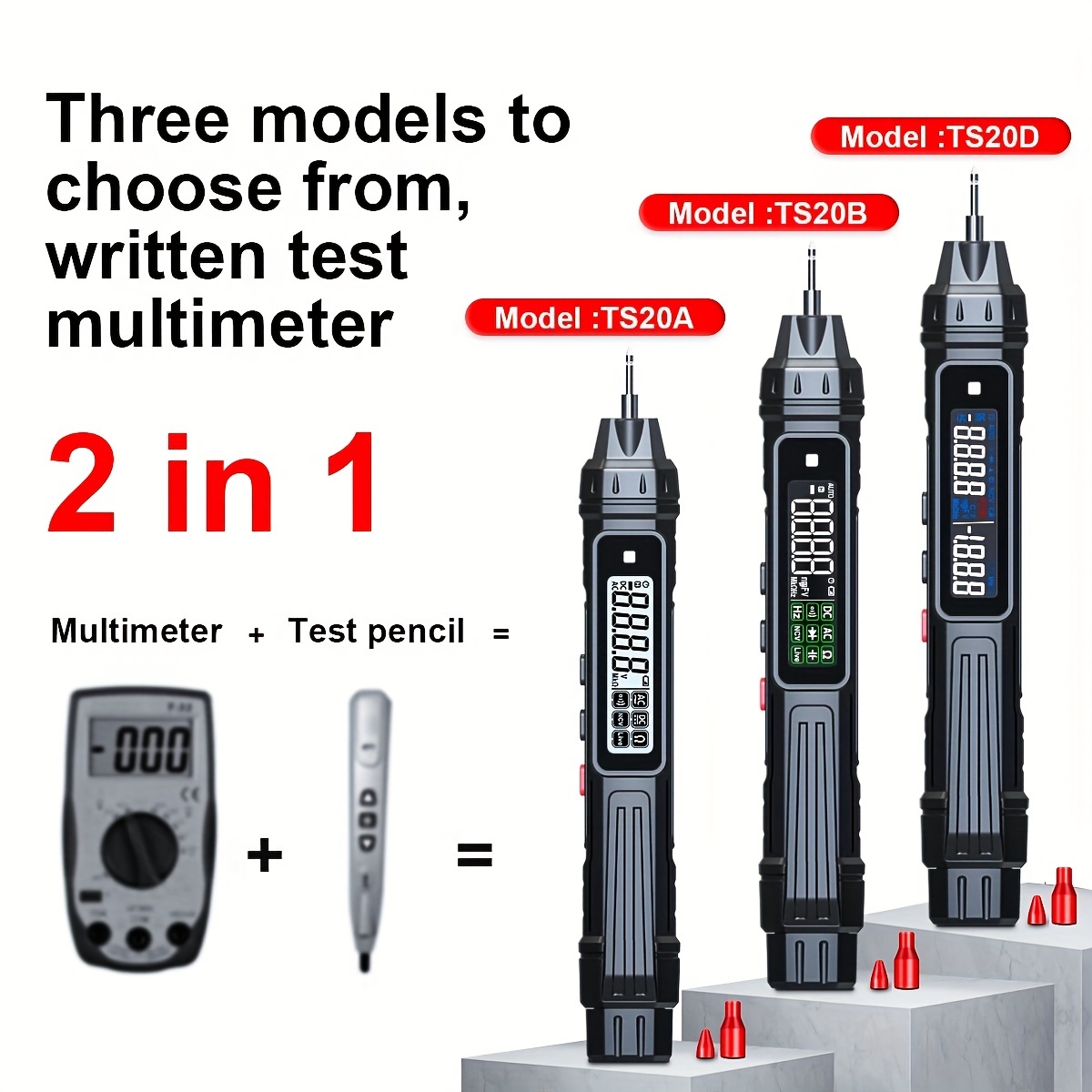 Multimètre Stylo Numérique Plombs Sonde Souple Tige Test Voltmètre Câble  2PCS /