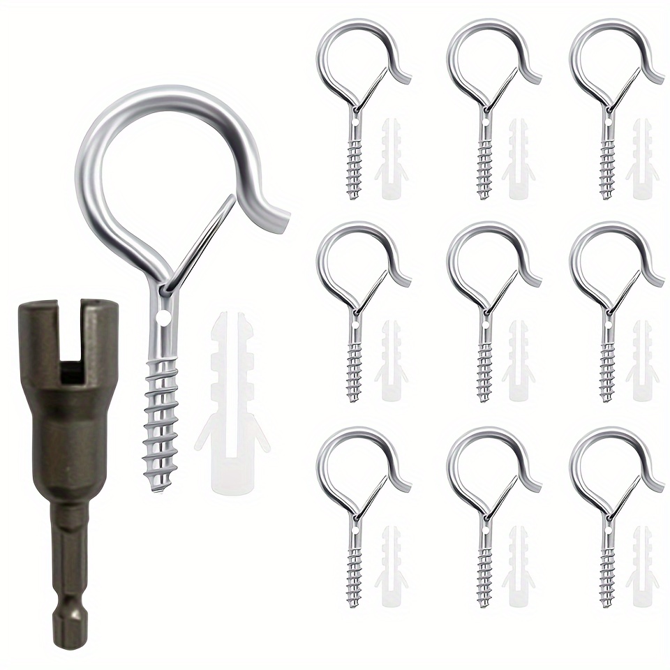 Q Hanger Hook With Safety Buckle Windproof Screw Hook For - Temu