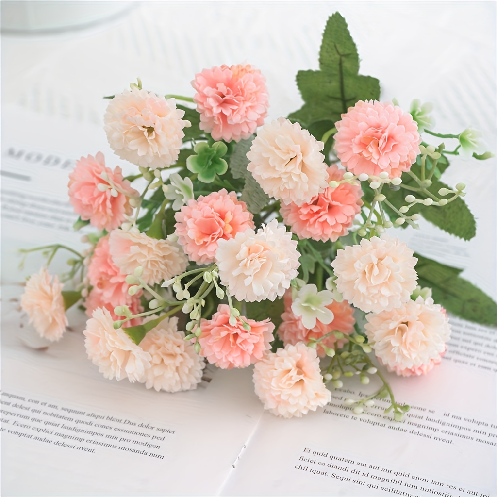 Dried Flowers 15 Head Artificial Flower Clove PInk Silk Bouquet