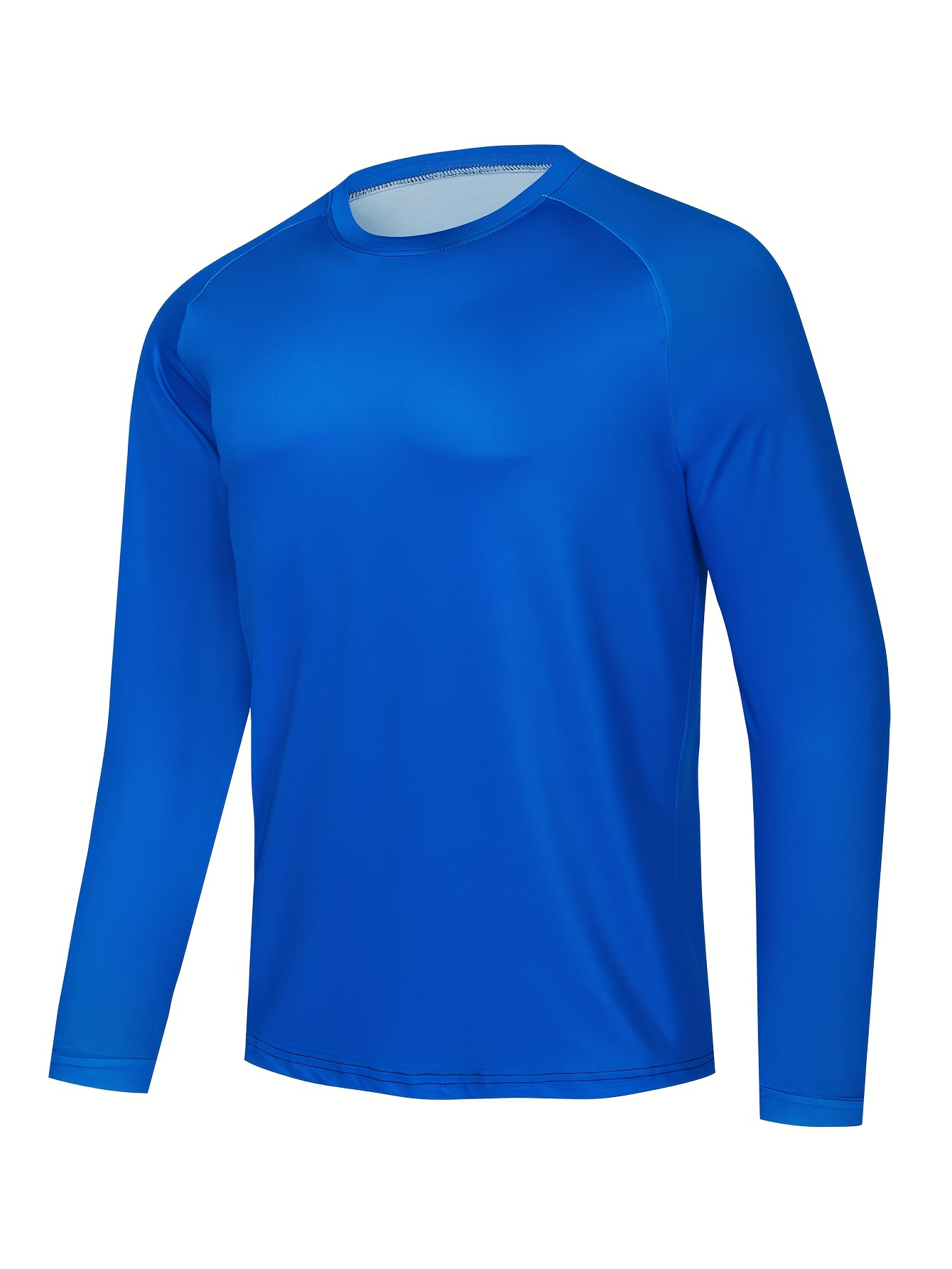 Men's Solid Color Long Sleeve T-Shirt, Anti-uv Sunscreen Sun Protection Fishing Shirt Breathable Quick Dry Fishing Jersey For Trekking Running