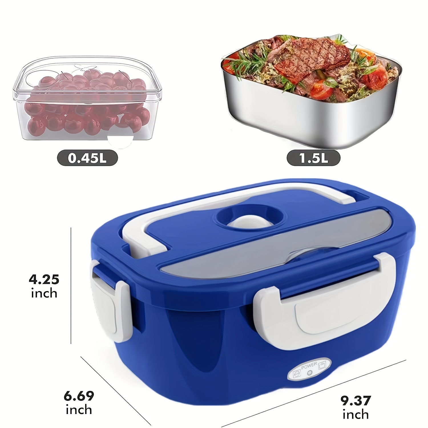 Portable Electric Lunch Box With Stainless Steel Container And Compartment  - Faster Heating For Car, Truck, And Home - Leakproof Microwave Oven -  Includes Fork And Spoon - Temu