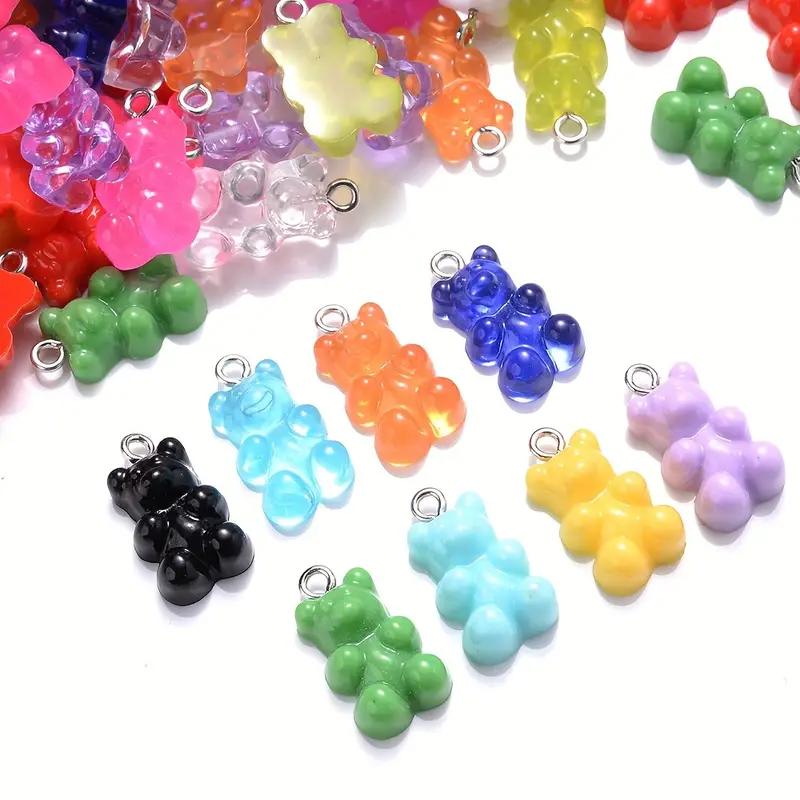 10PCs Colorful Gummy Bear Resin Charms For Jewelry Making Bulk DIY  Bracelets Necklaces Dangle Earrings Transparent Bear Pendants