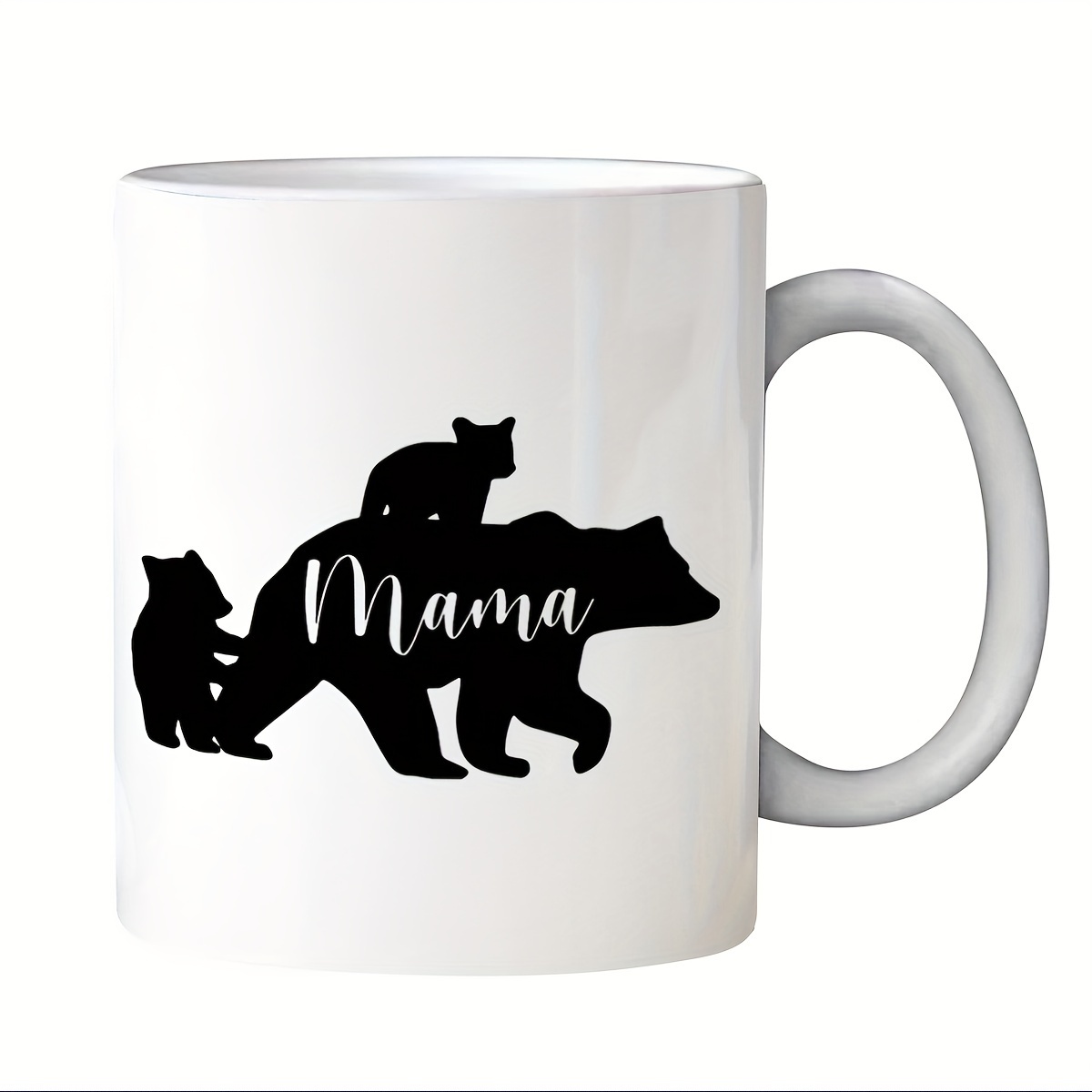 Set of 2 Papa Bear Mama Bear White & Black Ceramic Mug Cup Coffee