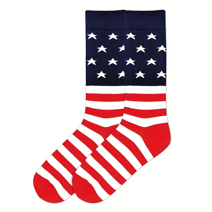 American Flag Striped Socks Men's Cotton Crew Socks