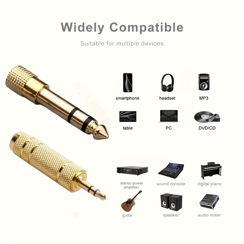 2pcs 6.5mm Male Plug to 3.5mm Female Connector Headphone Amplifier Audio Adapter Pure Copper Microphone AUX 6.5mm Converter Adapters