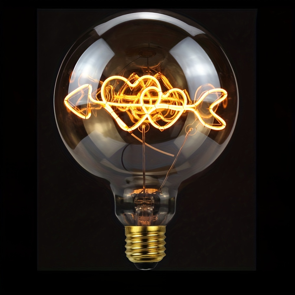 Buy 1pc G40 G125 LED Decorative Arrow Double Heart Light Retro Edison Table Lamp Bulb