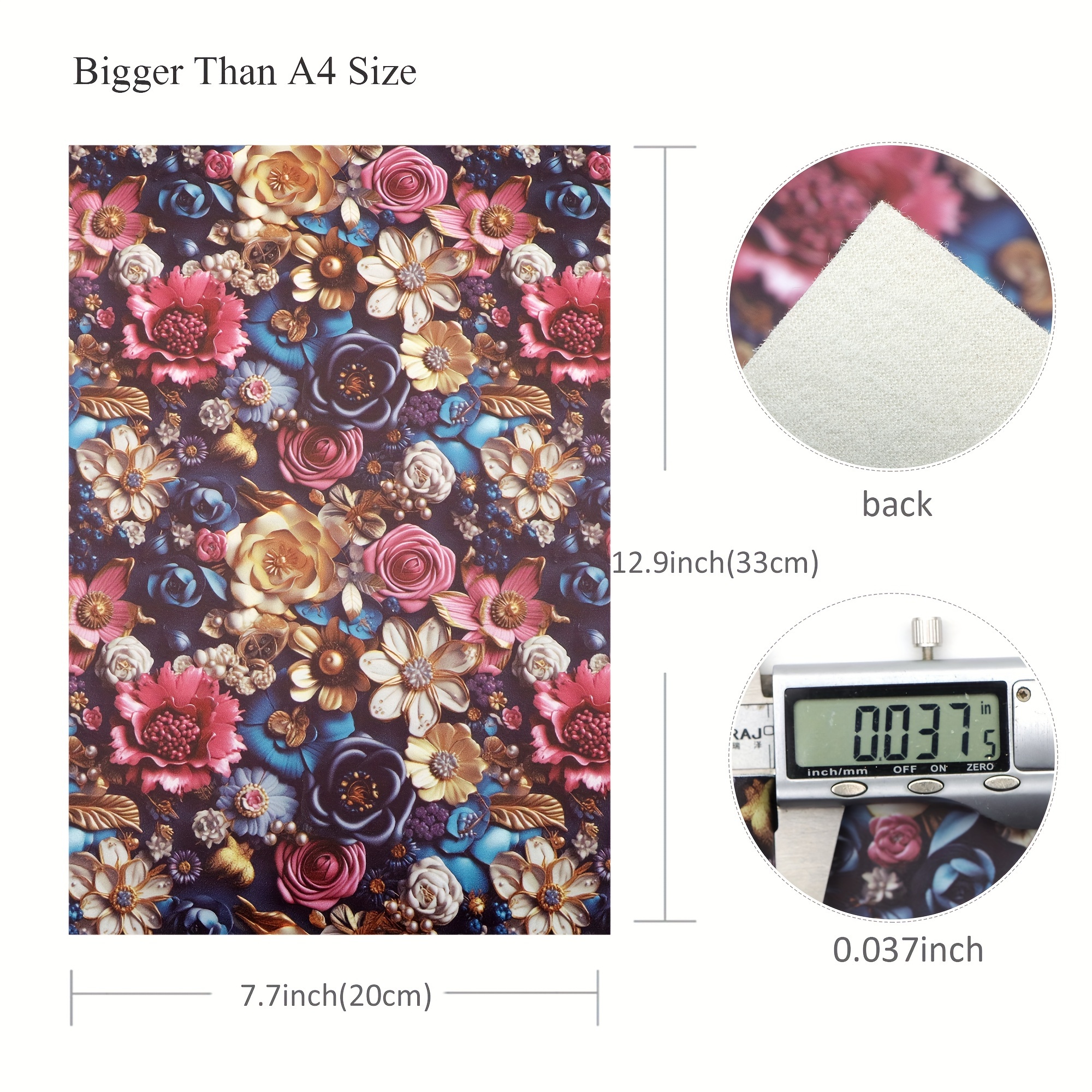 3d Scene Flowers Floral Printed Faux Leather Sheets - Temu