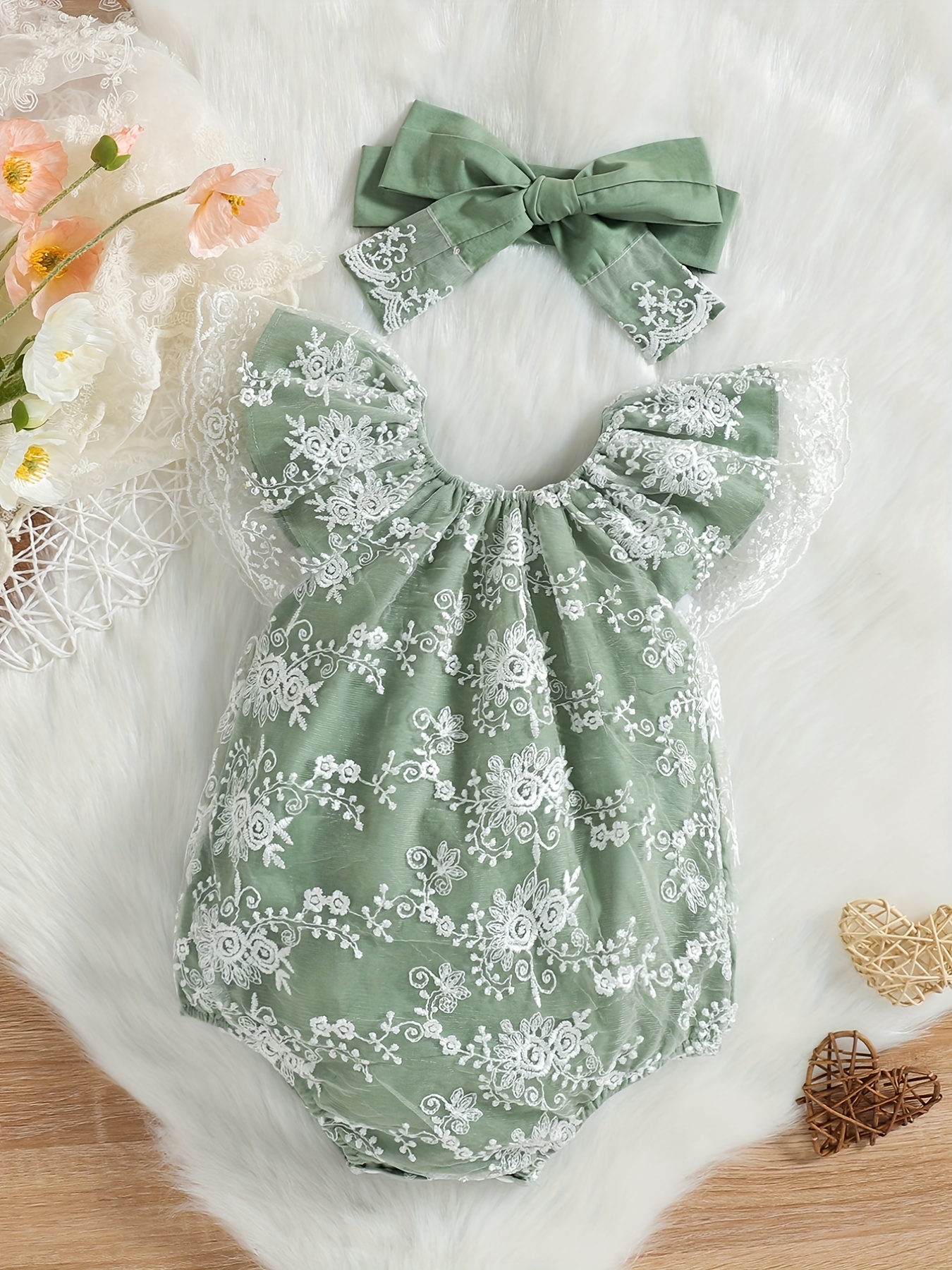 Ropa De Bebé Niña Otoño Encaje De Algodón Estilo Princesa Mono 0 3