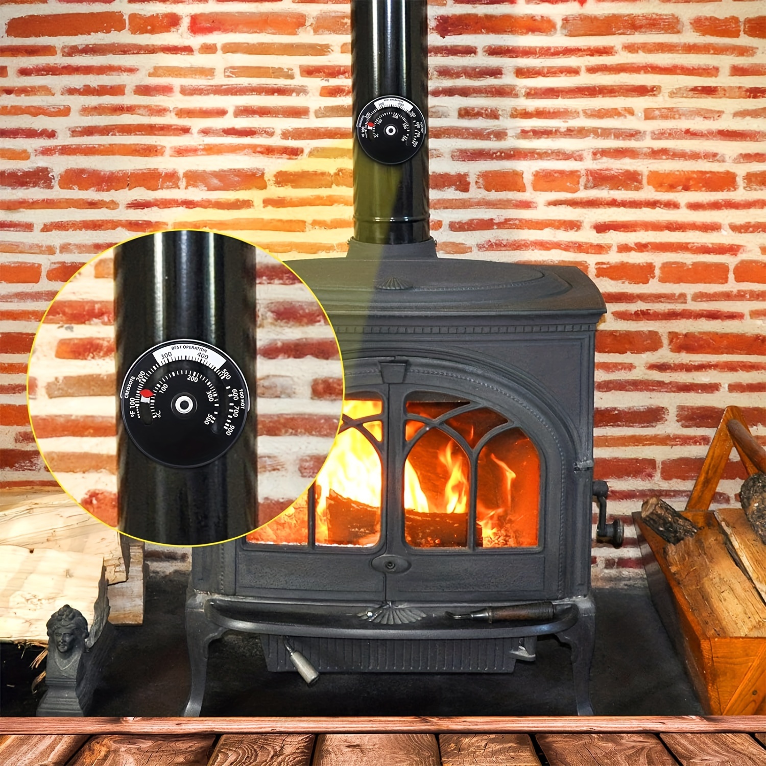 Hanaoyo Magnetic Stove Thermometer Wood Stove Temperature Stove Top  Thermometer