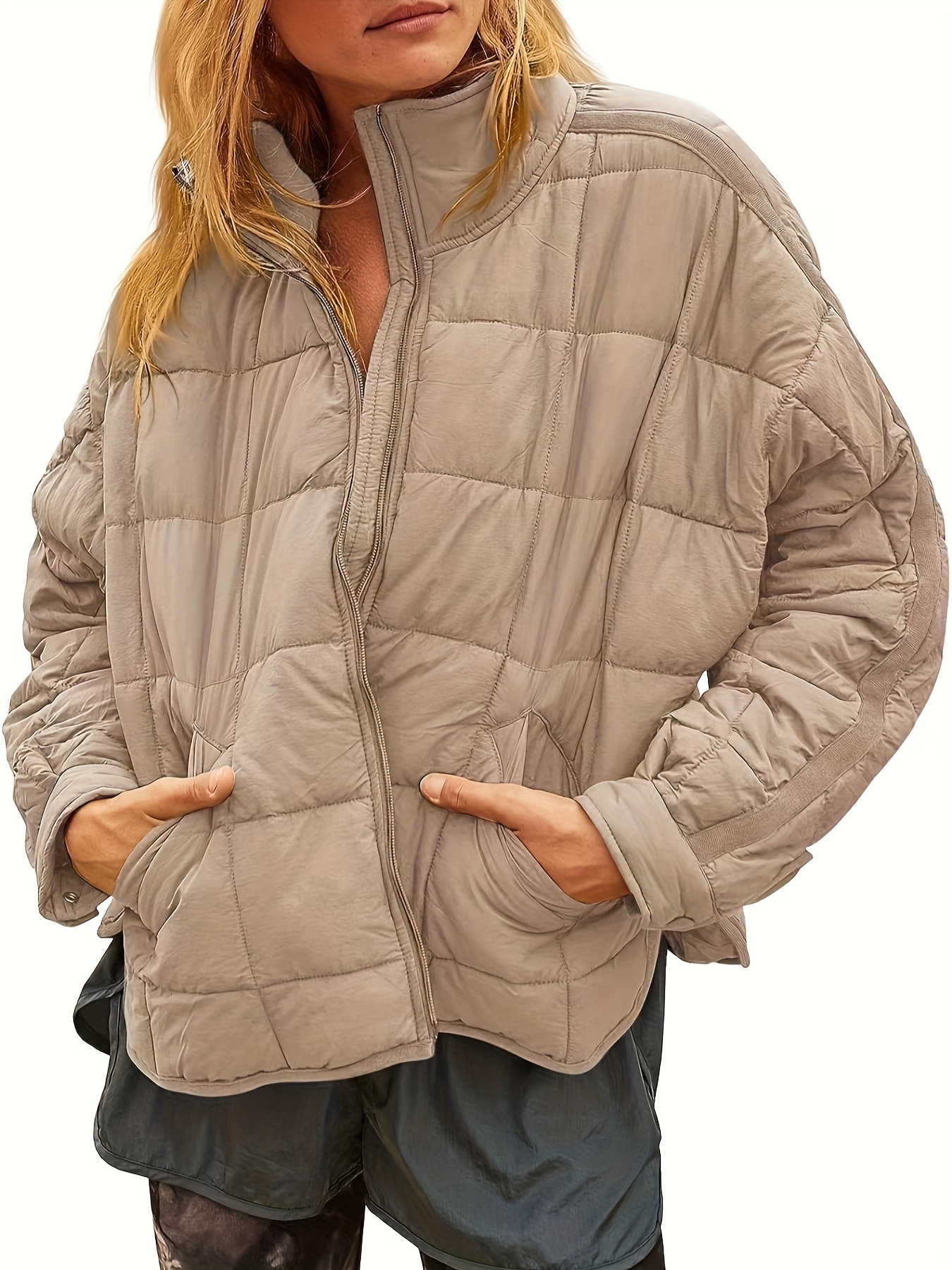 Hooded puffer jacket - Cream/Holographic - Ladies