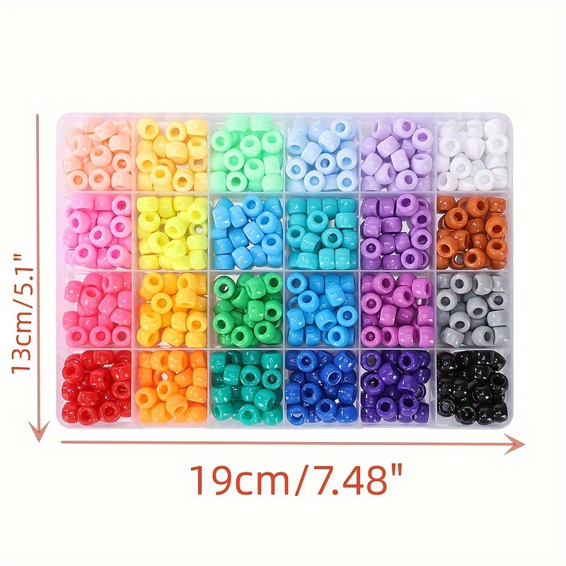 1000pcs Pony Beads Letter Beads Kit , 24 Colors Pony Beads Bracelet Beads  For Hair Braids, Crafts, Plastic Beads