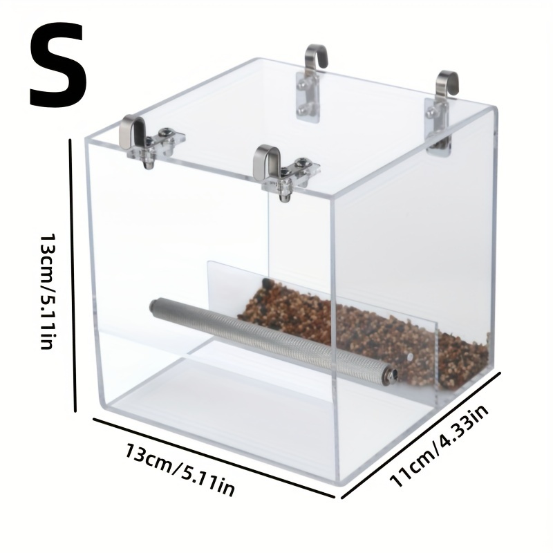 1pc Bird Feeder Acrylic Transparent Spill-proof And Food Feed Box For Hanging Inside Or , Feeder For Small To Medium Parrots