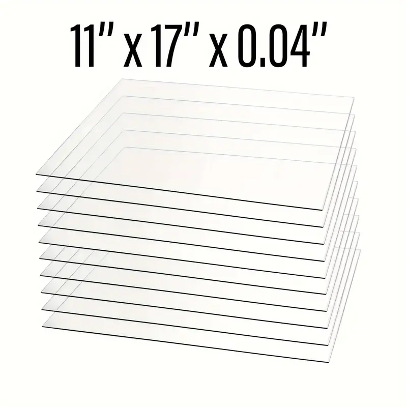 10pcs 11x17x0.04 Clear Plastic Sheet, Replacement For Glass Picture  Photo Frames Transparent Clear